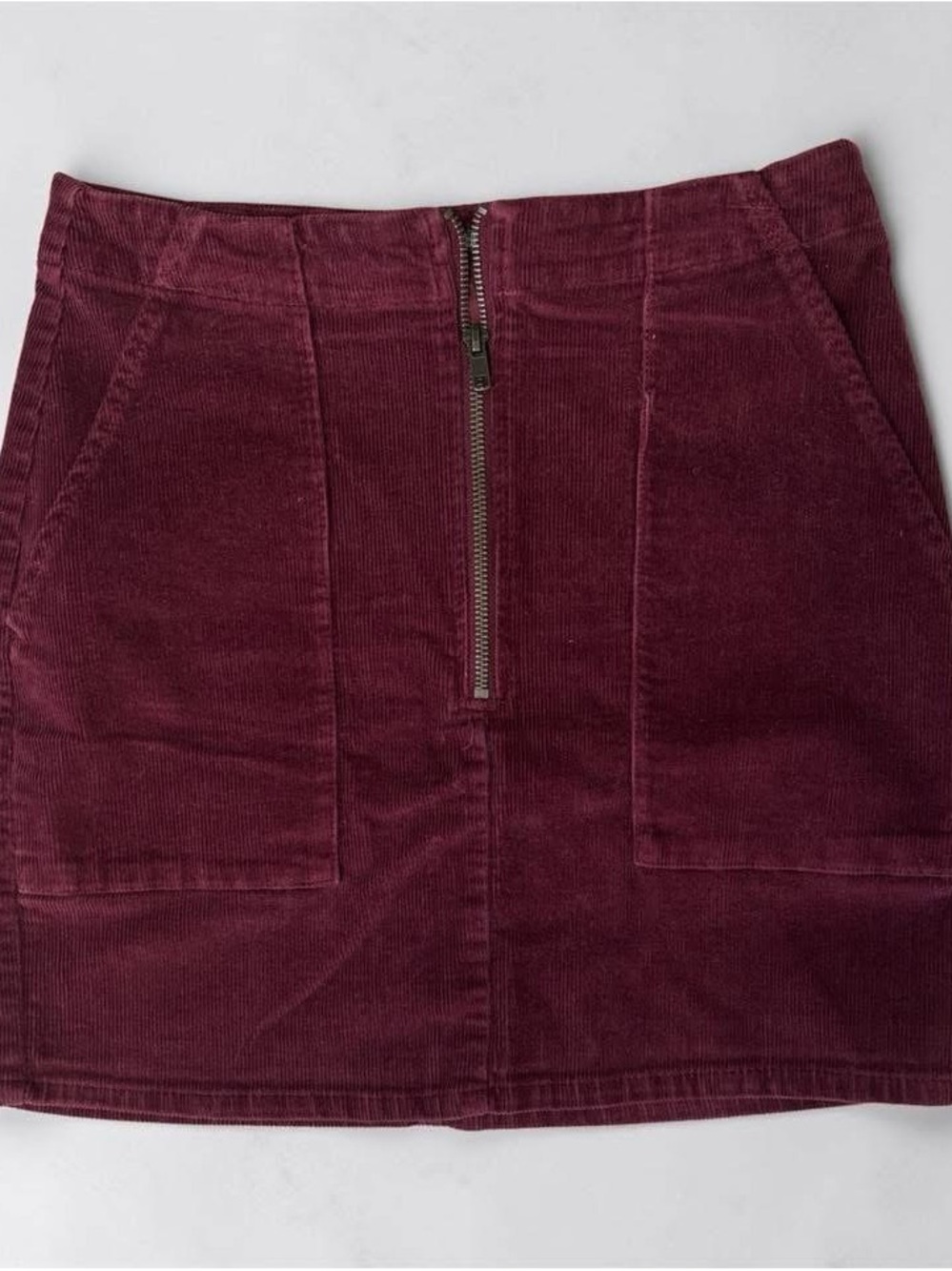 wild fable Corduroy Front-Zip Mini Skirt in Wine